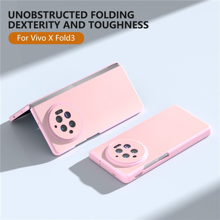 For vivo X Fold3 Case PU Leather Coated Hard PC Folding Phone Cover - Pink