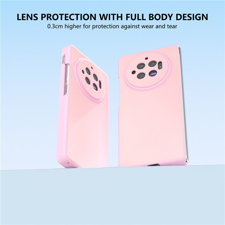 For vivo X Fold3 Case PU Leather Coated Hard PC Folding Phone Cover - Pink