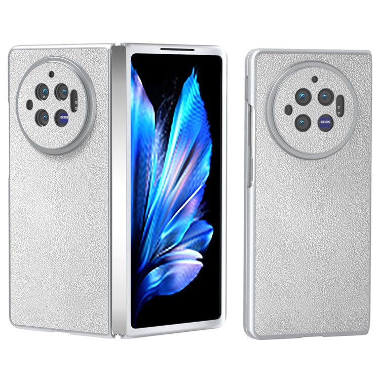 For vivo X Fold3 Case PU Leather Coated Hard PC Folding Phone Cover - Silver