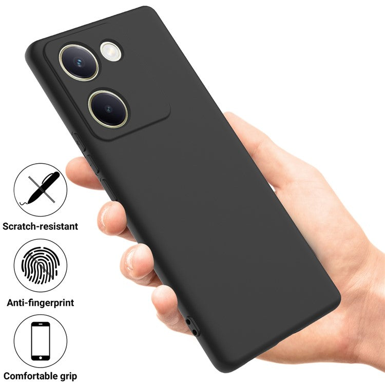 For vivo Y200 Pro 5G Case Liquid Silicone Protective Phone Cover with Hand Strap - Black