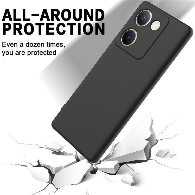 For vivo Y200 Pro 5G Case Liquid Silicone Protective Phone Cover with Hand Strap - Black