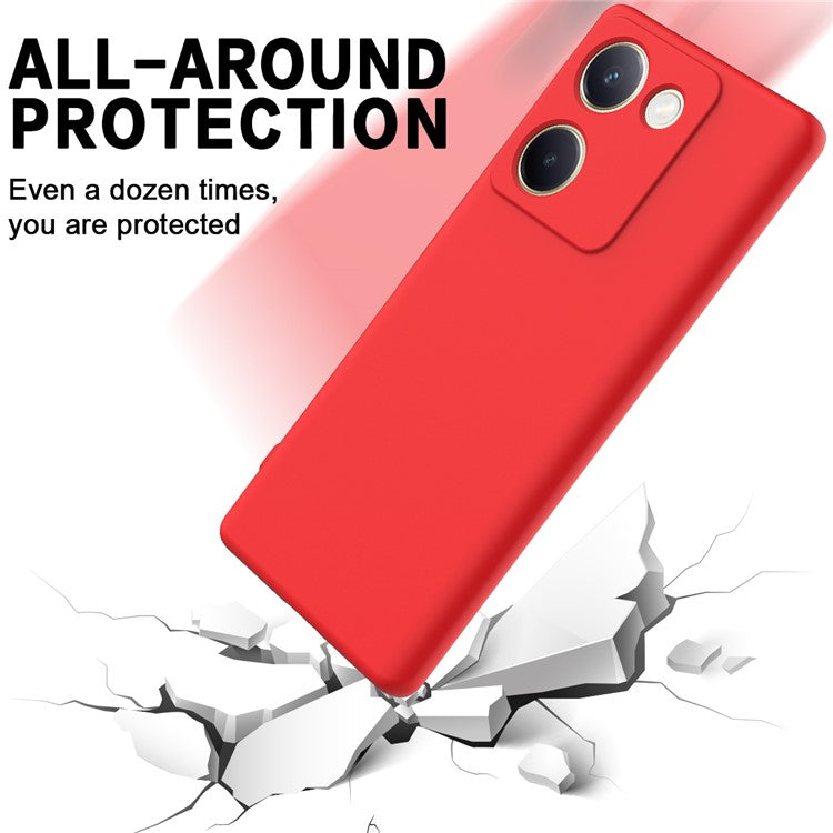 For vivo Y200 Pro 5G Case Liquid Silicone Protective Phone Cover with Hand Strap - Red