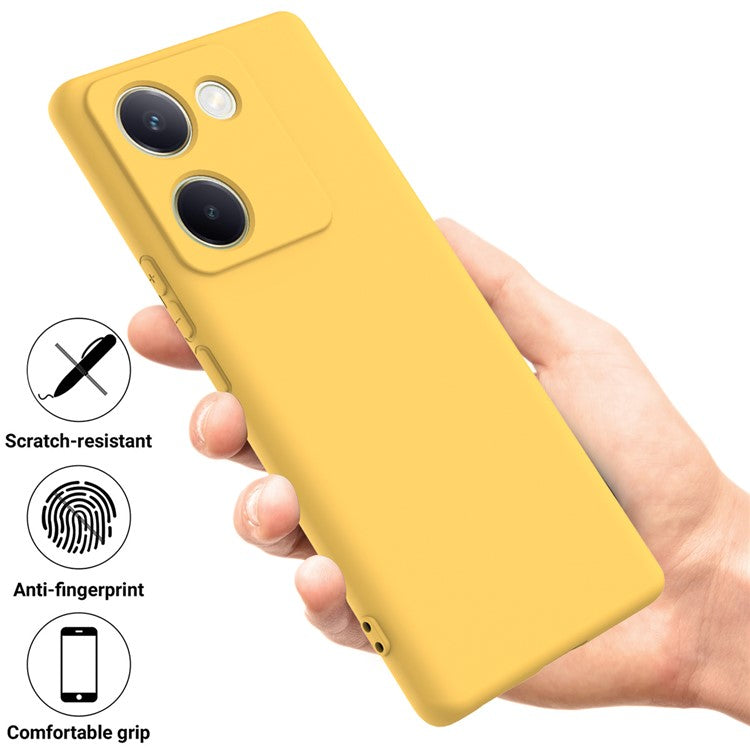 For vivo Y200 Pro 5G Case Liquid Silicone Protective Phone Cover with Hand Strap - Yellow