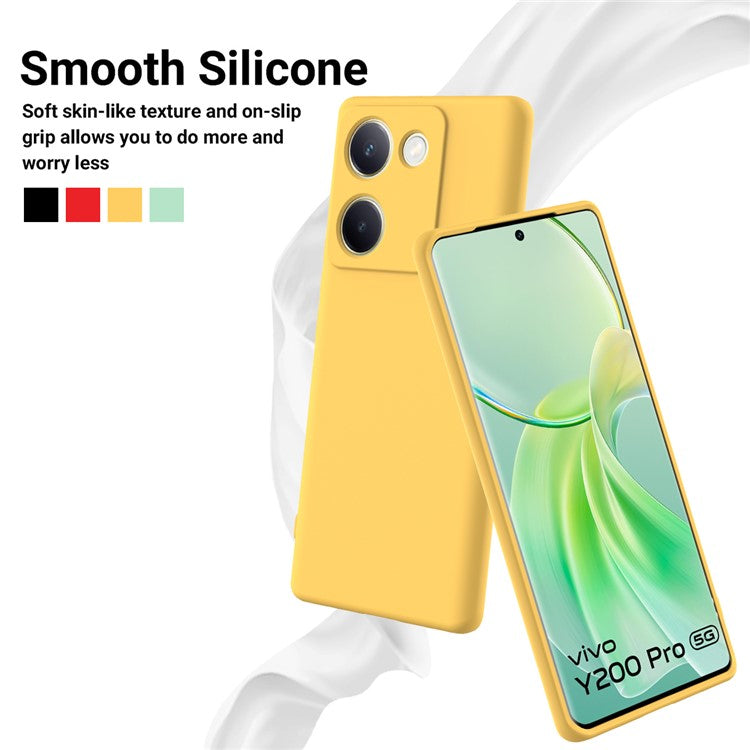 For vivo Y200 Pro 5G Case Liquid Silicone Protective Phone Cover with Hand Strap - Yellow