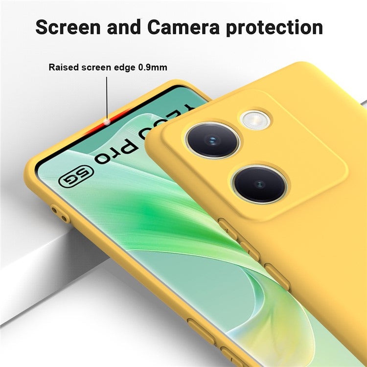 For vivo Y200 Pro 5G Case Liquid Silicone Protective Phone Cover with Hand Strap - Yellow