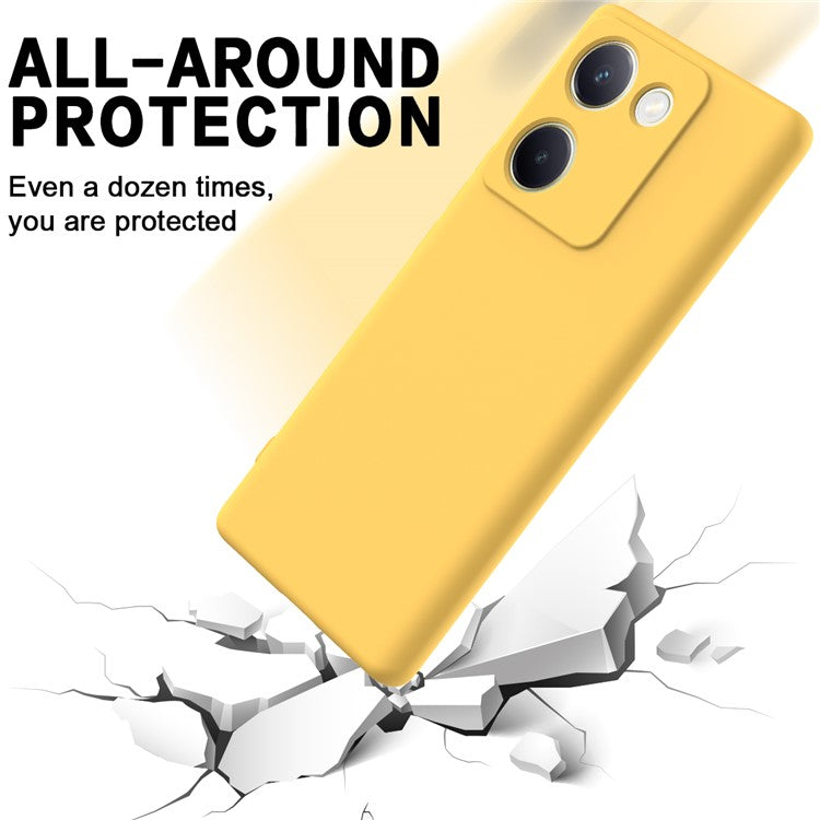 For vivo Y200 Pro 5G Case Liquid Silicone Protective Phone Cover with Hand Strap - Yellow