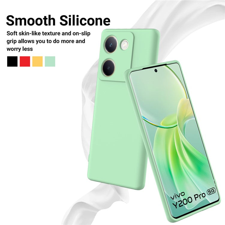 For vivo Y200 Pro 5G Case Liquid Silicone Protective Phone Cover with Hand Strap - Green