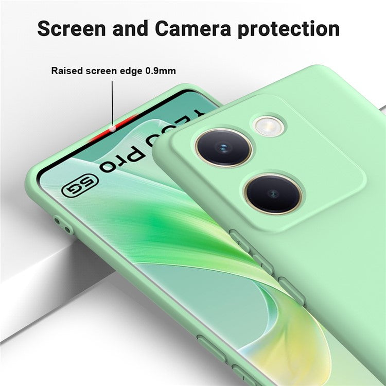 For vivo Y200 Pro 5G Case Liquid Silicone Protective Phone Cover with Hand Strap - Green