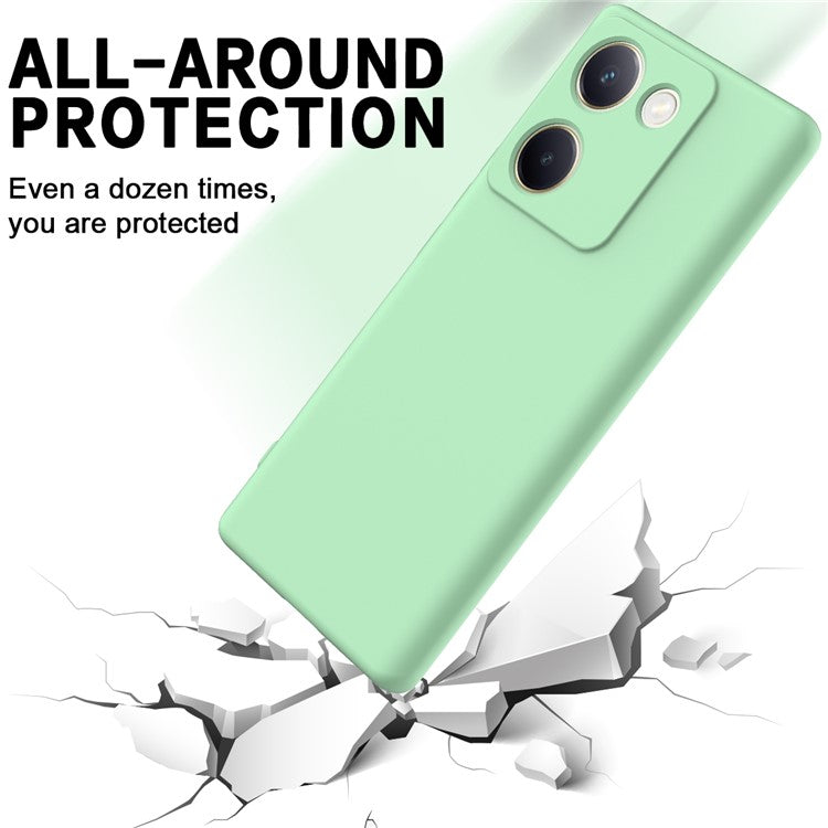 For vivo Y200 Pro 5G Case Liquid Silicone Protective Phone Cover with Hand Strap - Green