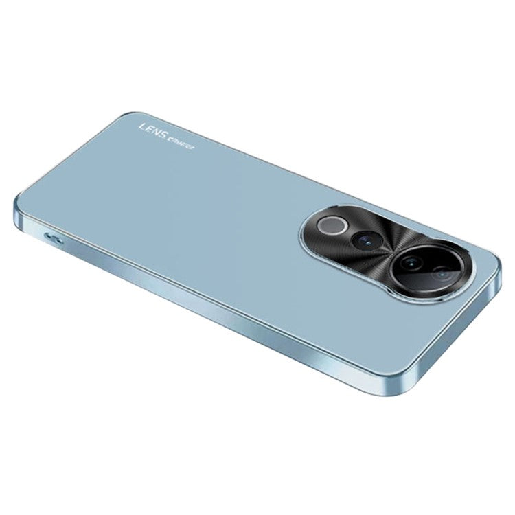 For vivo S19 Pro 5G Case Acrylic+TPU+Metal Anti-Scratch Phone Cover with Electroplating Frame - Baby Blue