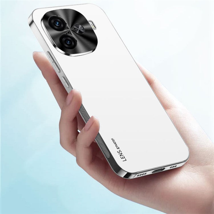 For vivo iQOO Z9 Turbo 5G Case Acrylic+TPU+Metal Anti-Scratch Phone Cover with Electroplating Frame - White