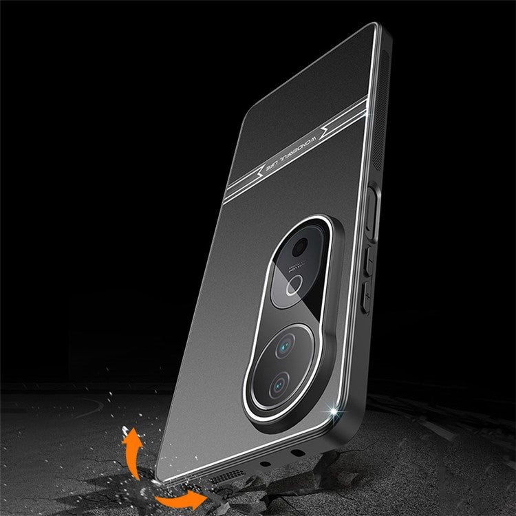 For vivo S19 5G Cell Phone Case Metal+PC+TPU Anti-Scratch Matte Back Cover - Black+Silver