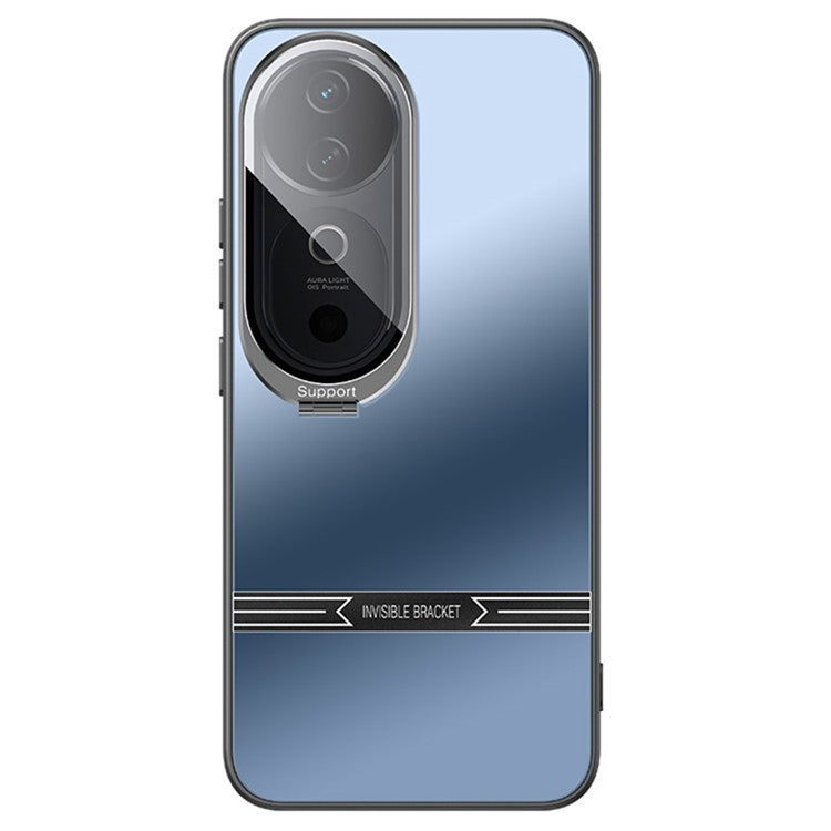 For vivo S19 5G Case PC+TPU Matte Anti-drop Phone Cover with Lens Lid Kickstand - Navy Blue