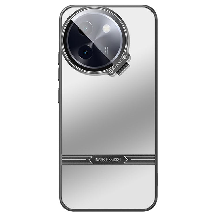 For vivo Y200i 5G Case PC+TPU Matte Anti-Drop Phone Cover with Lens Lid Kickstand - Silver