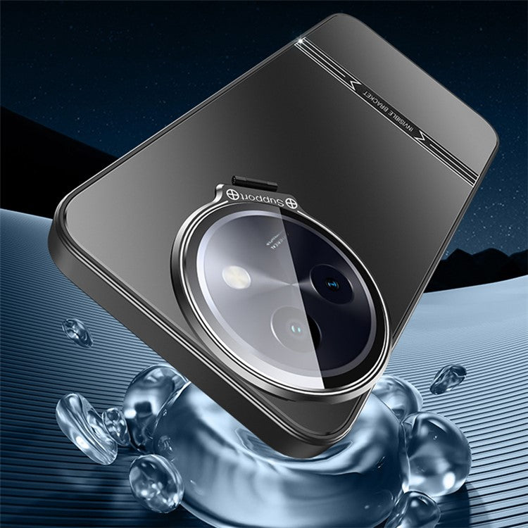 For vivo Y200i 5G Case PC+TPU Matte Anti-Drop Phone Cover with Lens Lid Kickstand - Silver