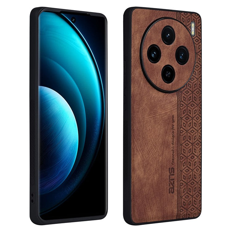 AZNS For vivo X100s 5G Case Leather+TPU Shockproof Anti-Slip Phone Cover - Brown