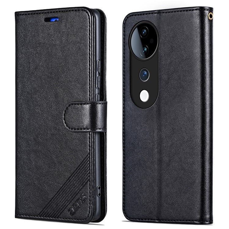 AZNS For vivo S19 5G Case Wallet PU Leather Phone Cover Full Protection -  Black