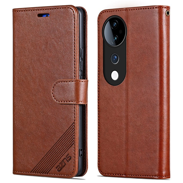 AZNS For vivo S19 5G Case Wallet PU Leather Phone Cover Full Protection -  Brown