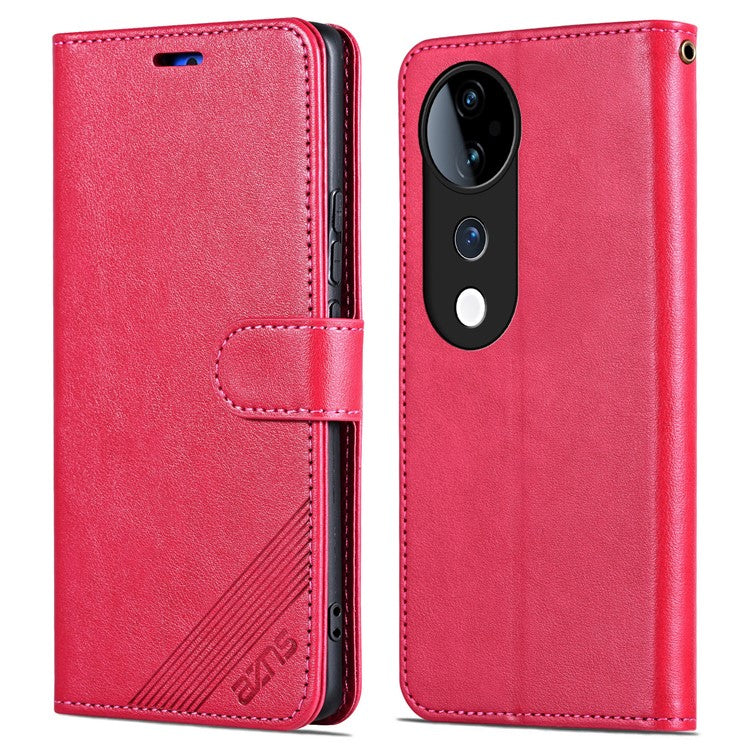 AZNS For vivo S19 5G Case Wallet PU Leather Phone Cover Full Protection -  Red