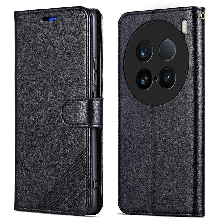 AZNS For vivo X100 Ultra 5G Protective Case Stand PU Leather Wallet Phone Cover - Black