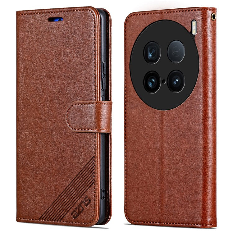 AZNS For vivo X100 Ultra 5G Protective Case Stand PU Leather Wallet Phone Cover - Brown