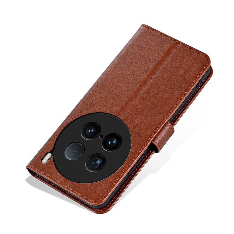 AZNS For vivo X100 Ultra 5G Protective Case Stand PU Leather Wallet Phone Cover - Brown