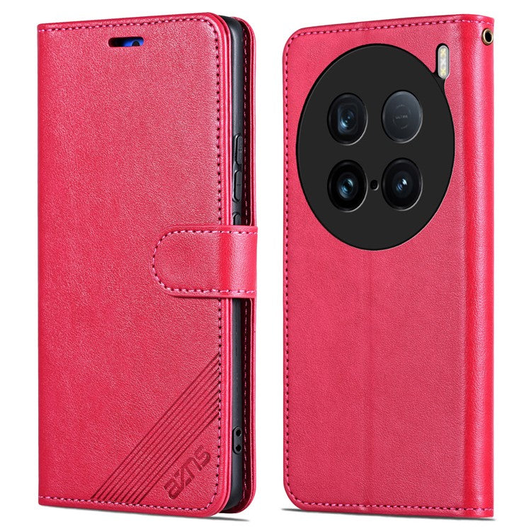 AZNS For vivo X100 Ultra 5G Protective Case Stand PU Leather Wallet Phone Cover - Red