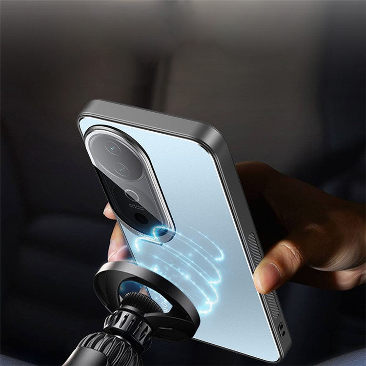 For vivo S19 5G Cell Phone Case Lens Film Kickstand Anti-Drop Cover Support Magnetic Car Mount - Black