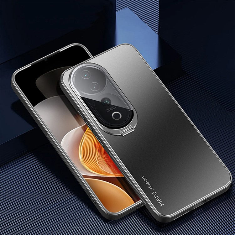 For vivo S19 Pro 5G TPU+PC+Metal Phone Case Hidden Kickstand Phone Cover Works for Magnetic Car Mount - Black