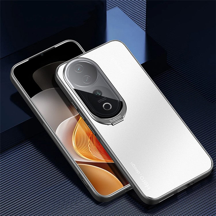 For vivo S19 Pro 5G TPU+PC+Metal Phone Case Hidden Kickstand Phone Cover Works for Magnetic Car Mount - Silver