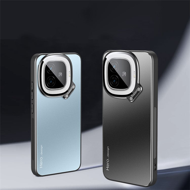 For vivo iQOO Z9 Turbo 5G Slim-Fit TPU+PC+Metal Cases Hidden Kickstand Phone Cover Works for Magnetic Car Mount - Black