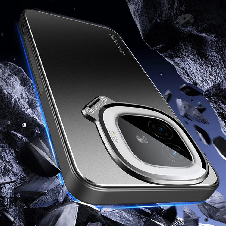 For vivo iQOO Z9 Turbo 5G Slim-Fit TPU+PC+Metal Cases Hidden Kickstand Phone Cover Works for Magnetic Car Mount - Black