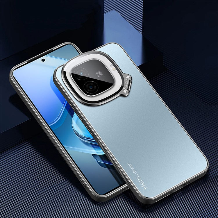 For vivo iQOO Z9 Turbo 5G Slim-Fit TPU+PC+Metal Cases Hidden Kickstand Phone Cover Works for Magnetic Car Mount - Blue