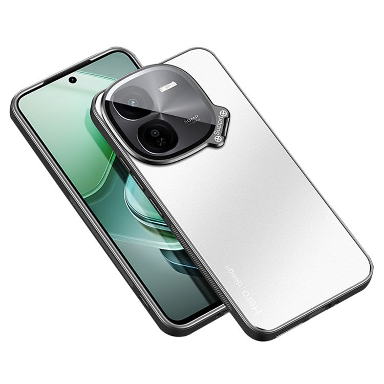 For vivo iQOO Z9x 5G Case Lens Film Hidden Kickstand Phone Cover Works with Magnetic Car Mount - Silver