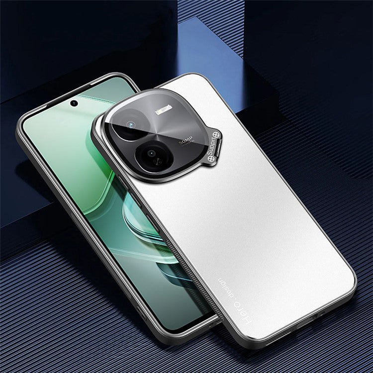 For vivo iQOO Z9x 5G Case Lens Film Hidden Kickstand Phone Cover Works with Magnetic Car Mount - Silver