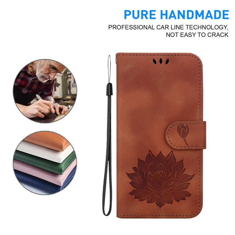 For Google Pixel 8 Pro Case Lotus Pattern PU Leather Phone Cover with Wallet Stand - Brown