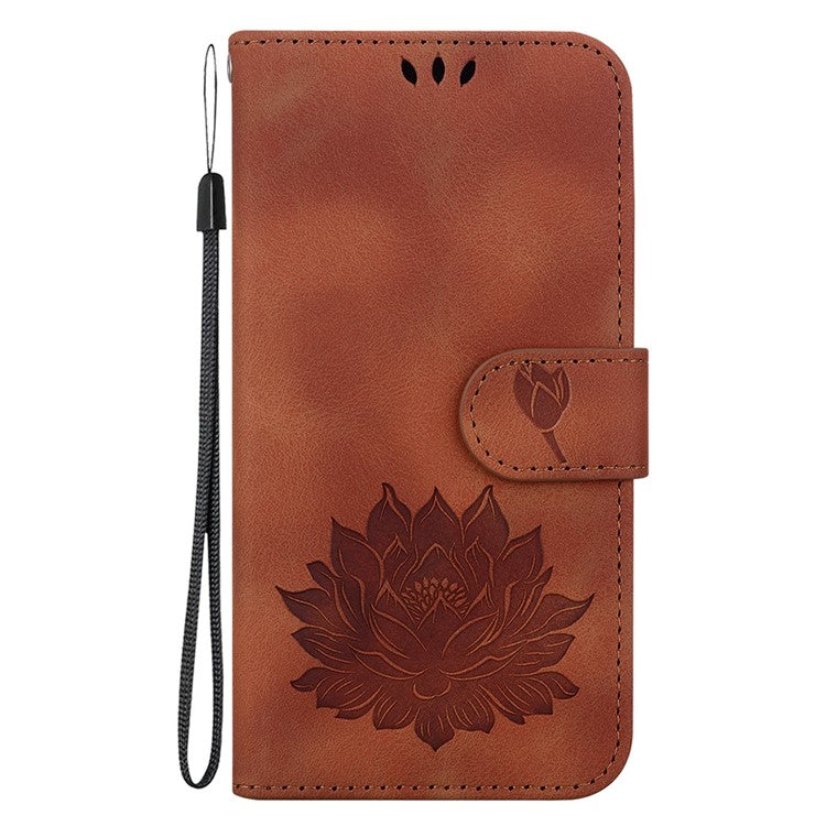 For Google Pixel 8 Pro Case Lotus Pattern PU Leather Phone Cover with Wallet Stand - Brown