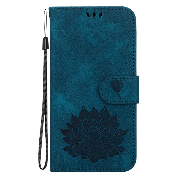 For Google Pixel 8 Pro Case Lotus Pattern PU Leather Phone Cover with Wallet Stand - Blue