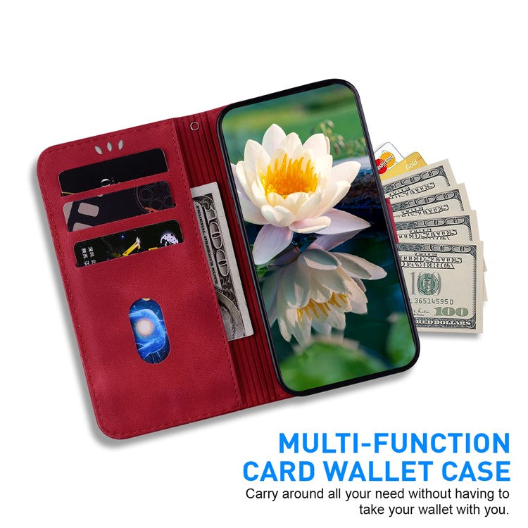 For Google Pixel 8 Pro Case Lotus Pattern PU Leather Phone Cover with Wallet Stand - Red