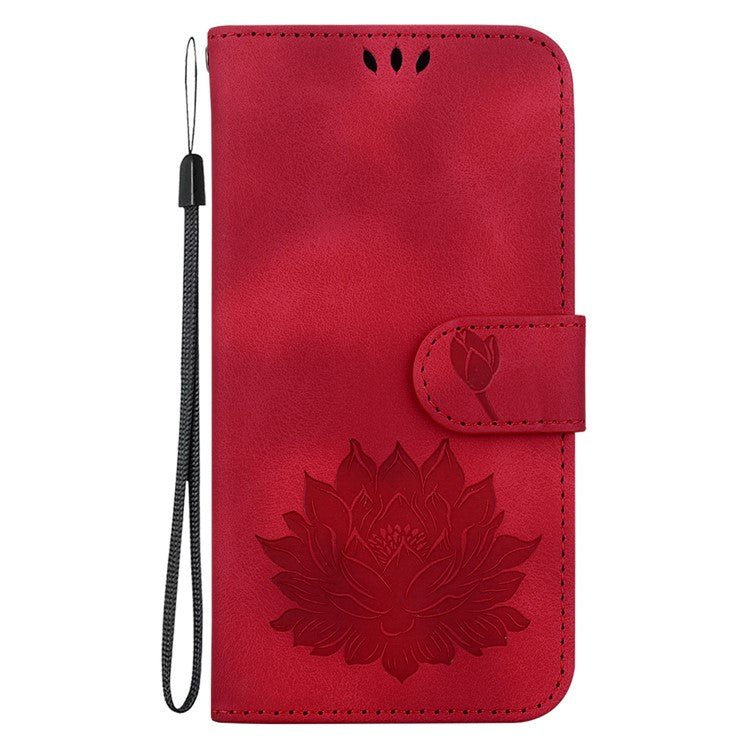 For Google Pixel 8 Pro Case Lotus Pattern PU Leather Phone Cover with Wallet Stand - Red