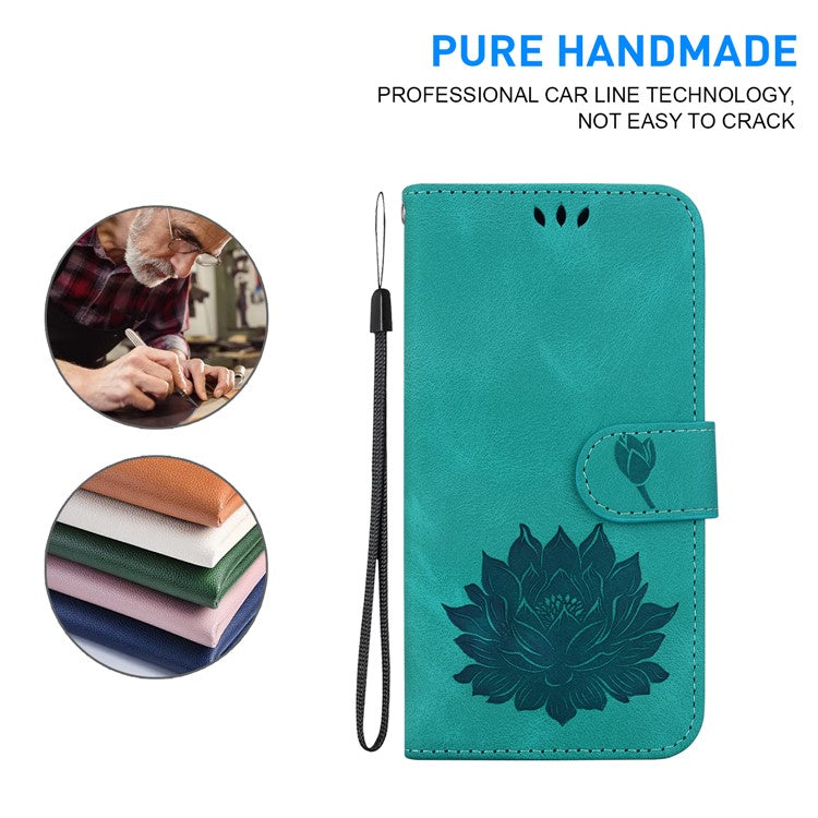 For Google Pixel 8 Pro Case Lotus Pattern PU Leather Phone Cover with Wallet Stand - Green