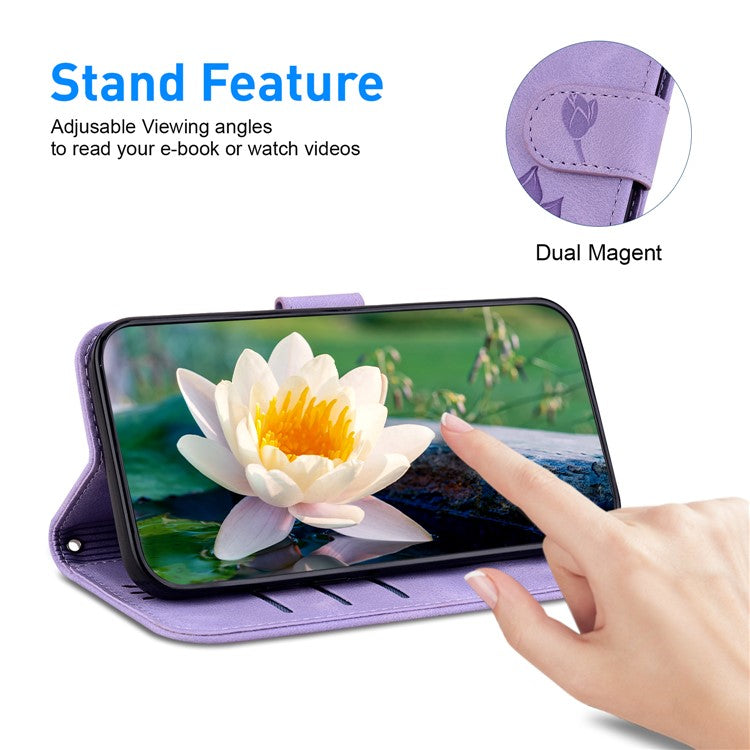 For Google Pixel 8 Pro Case Lotus Pattern PU Leather Phone Cover with Wallet Stand - Purple