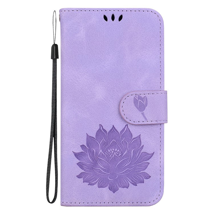 For Google Pixel 8 Pro Case Lotus Pattern PU Leather Phone Cover with Wallet Stand - Purple