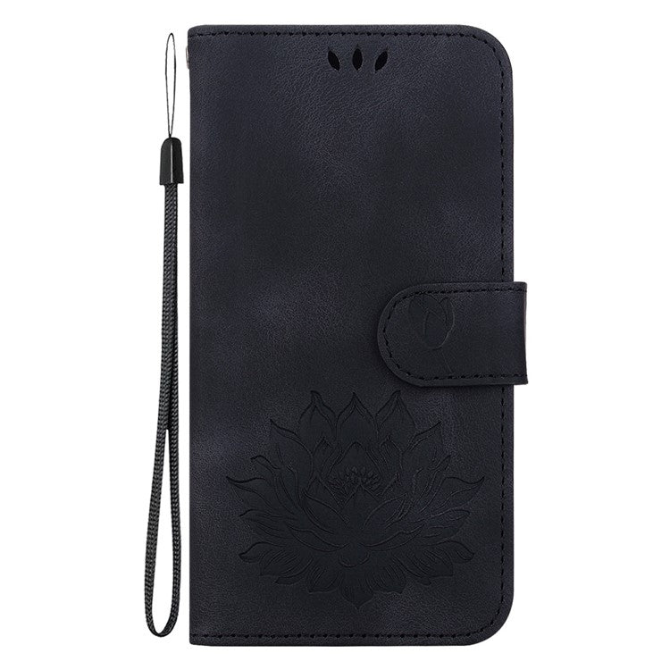 For Google Pixel 8 Pro Case Lotus Pattern PU Leather Phone Cover with Wallet Stand - Black