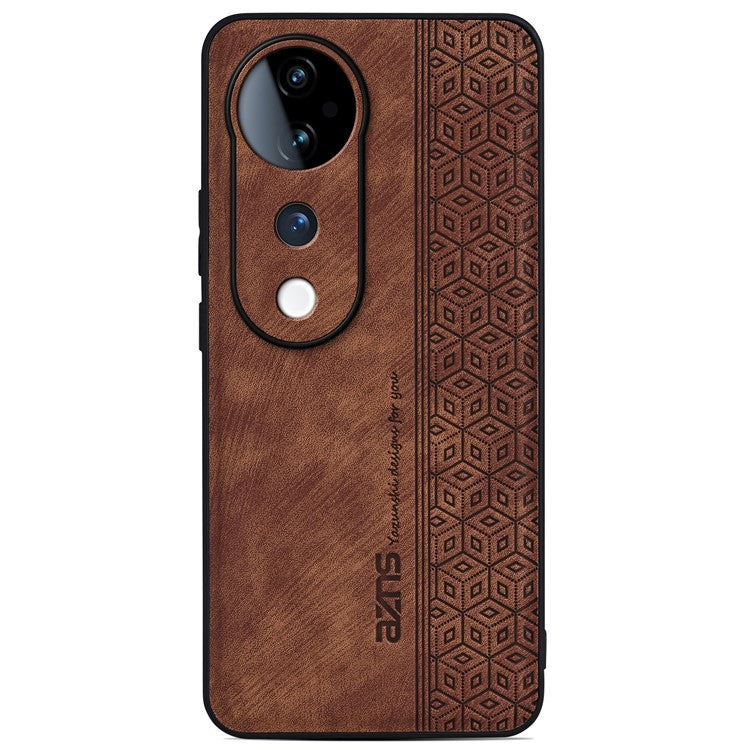 AZNS For vivo S19 Pro 5G Case Leather+TPU Phone Cover Imprinted Pattern - Brown