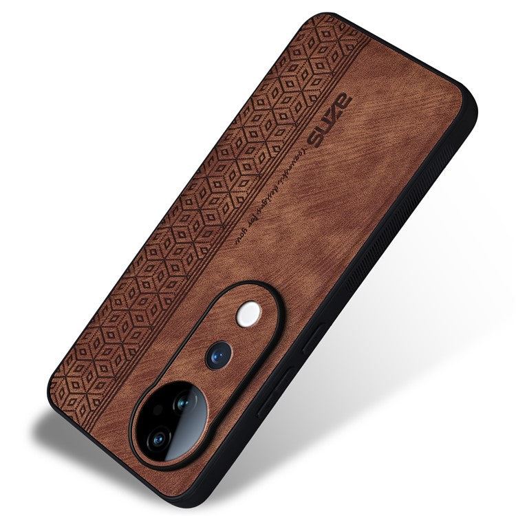 AZNS For vivo S19 Pro 5G Case Leather+TPU Phone Cover Imprinted Pattern - Brown