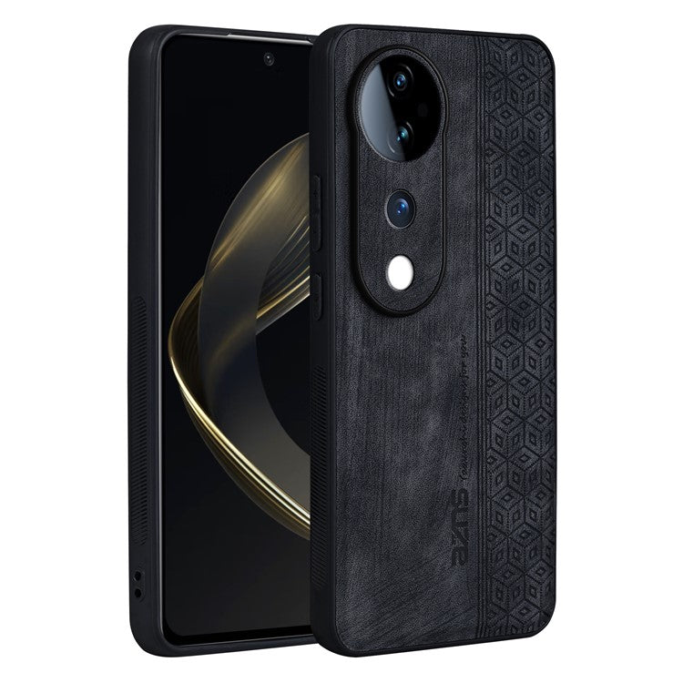 AZNS For vivo S19 Pro 5G Case Leather+TPU Phone Cover Imprinted Pattern - Black