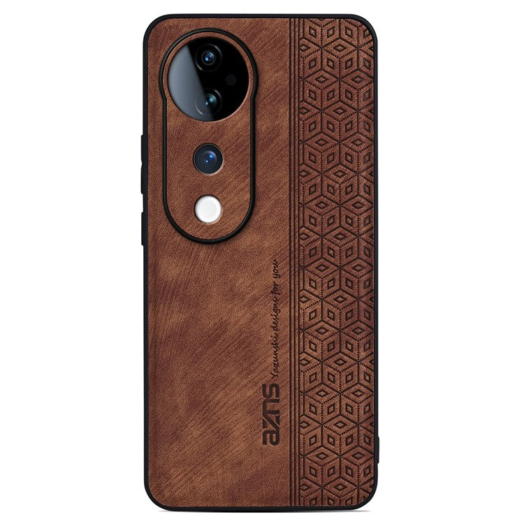 AZNS For vivo S19 5G Case Leather+TPU Phone Cover Dual Layer Shockproof Drop Protection - Brown