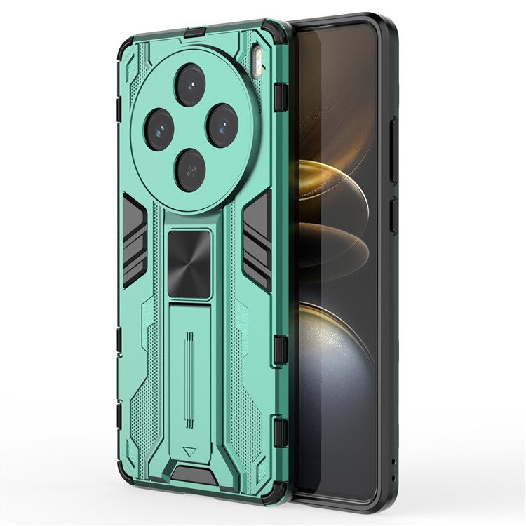 For vivo X100s 5G Case with Kickstand PC + TPU Shockproof Phone Cover - Green