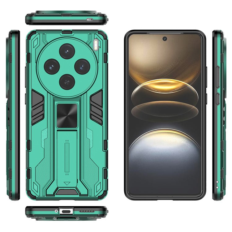 For vivo X100s 5G Case with Kickstand PC + TPU Shockproof Phone Cover - Green